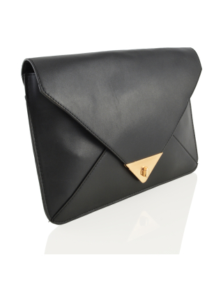 Traditional Mirror Work Envelope Clutch Bag Purse Handbag for Bridal,  Casual, Party, Wedding (Black)