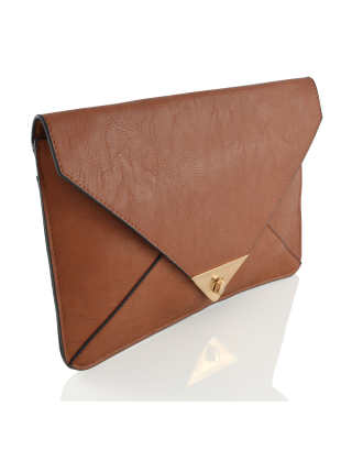 NICKY TAN SYNTHETIC LEATHER CLUTCH 