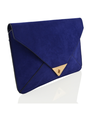 NICKY NAVY FAUX SUEDE CLUTCH 