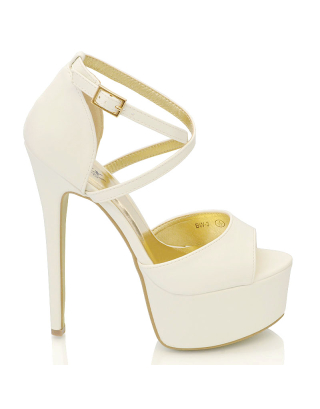white platform heels 