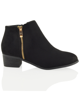 ALBERTO BLACK FAUX SUEDE ANKLE BOOTS, black ankle boots, black block heel boots
