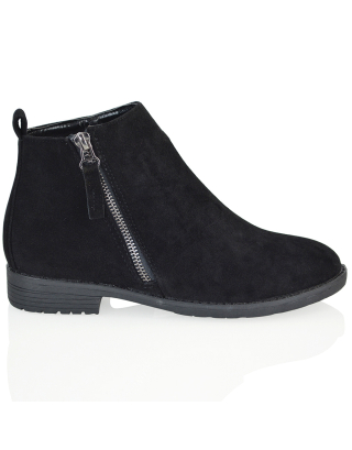 NICOLA BLACK ANKLE BOOTS, black boots, ankle boots
