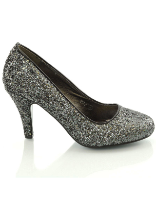 Glitter heels Saint Laurent Black size 39 EU in Glitter - 41427694