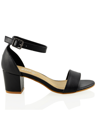 RITA BLACK SYNTHETIC LEATHER SANDALS 