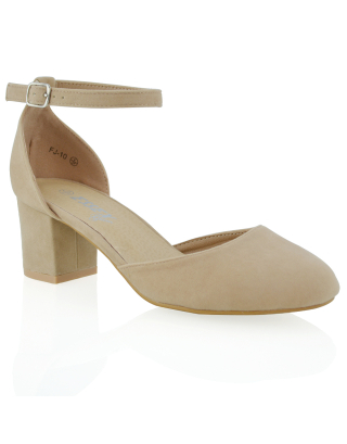 BILLIE-MAY NUDE FAUX SUEDE COURT SHOES