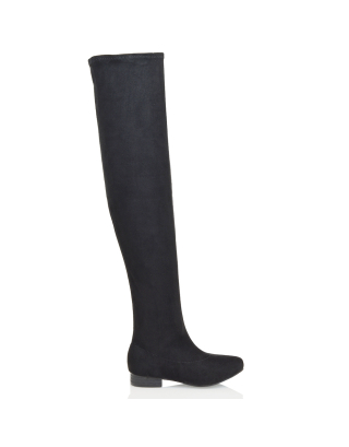 WILLOW BLACK FAUX SUEDE THIGH HIGHS