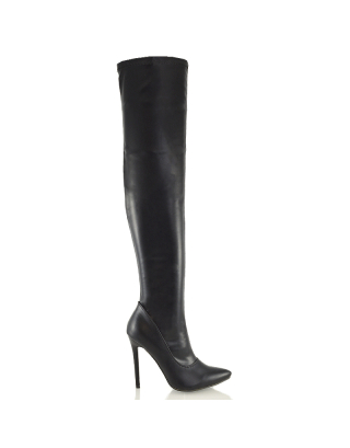 PIPER BLACK SYNTHETIC LEATHER BOOTS 