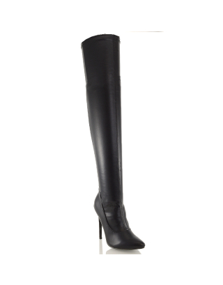 Black boots, black over the knee boots, black heeled boots