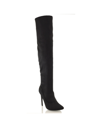 black high heel boots, black heeled boots, black knee high boots