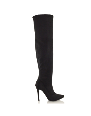 black high heel boots, black heeled boots, black knee high boots