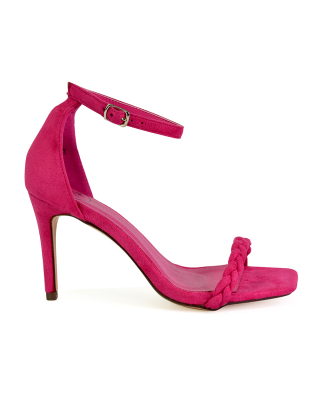 pink woven heels