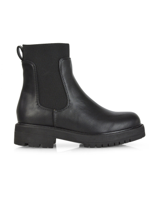 black pu boots