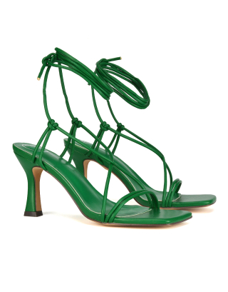 Lace Up Heels In Green