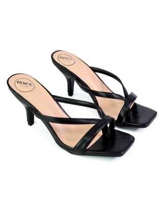 Sexy Crossover Black Strappy Slides Wrinkled Ladies Mules Shoes High Heel  Sandals - China Heel Sandal and High Heels price