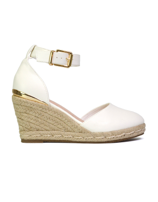 Forest Closed Toe Espadrilles With Sandal Wedge Heel in White