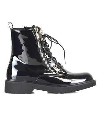 low heel black boots