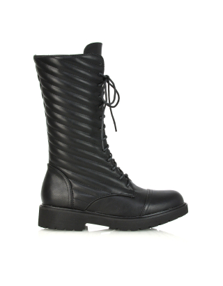 Black Combat Boots, Black Military Boots, Black Zip Up Ankle Boots