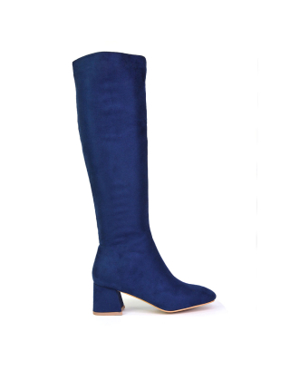 blue heeled boots