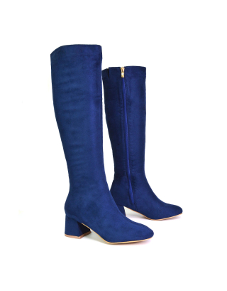 blue heeled boots