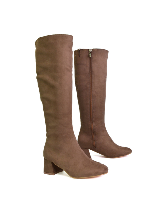 taupe heeled boots