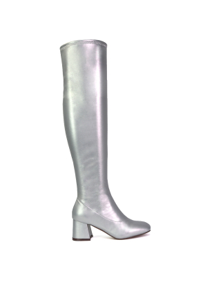 silver over the knee boots