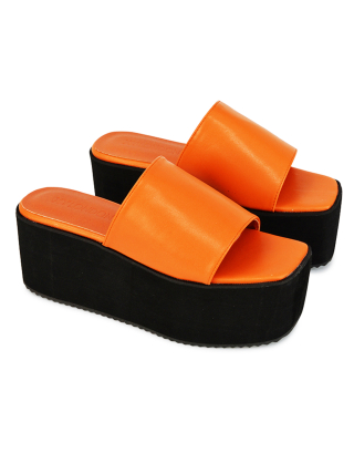 Orange Flatform Sandals