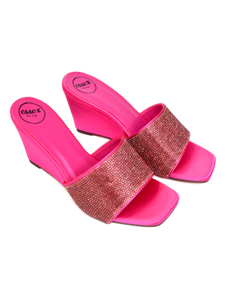 pink sandal wedge heels