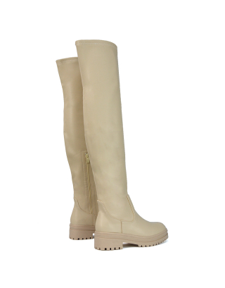 beige chunky boots