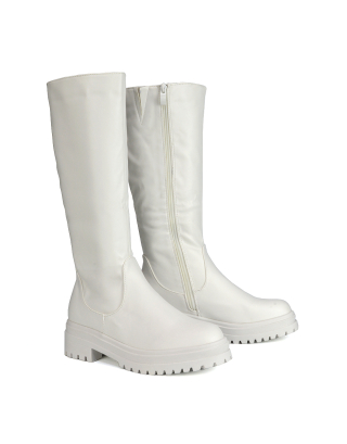 White Knee High Boots, boots, long boots