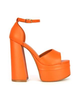 Orange Platform Heels, Orange Heels, Orange High Heels