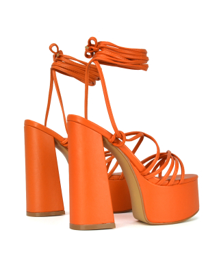 Orange Heels, Orange High Heels, Orange Platform Heels