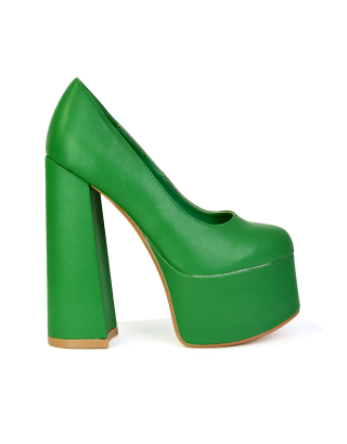 green platform heels