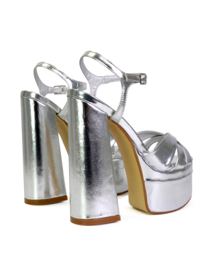 silver strappy heels