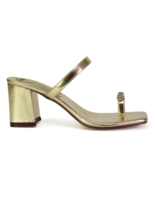 gold heeled mules