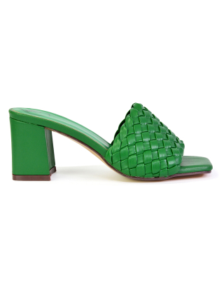green mid heels
