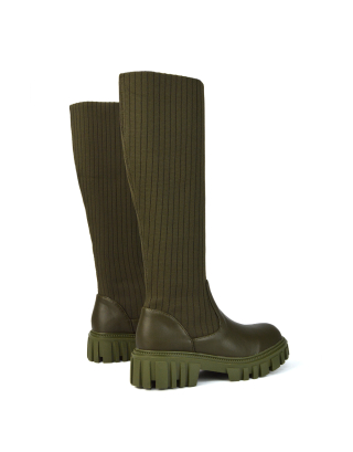 green flat boots