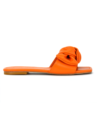 Orange Square Toe Sandals