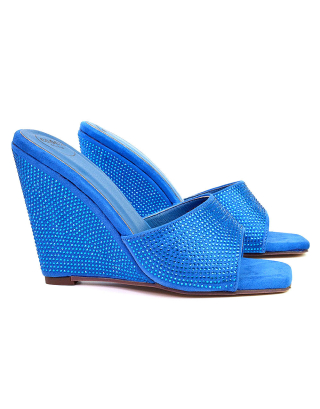 blue wedge heels