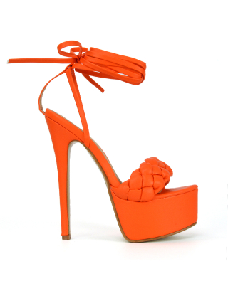 Orange Lace Up Heels