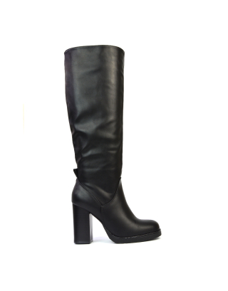 black block heeled boots