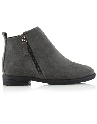 NICOLA GREY FAUX SUEDE ANKLE BOOTS, grey boots, grey ankle boots