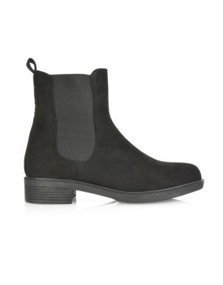 black faux suede boots