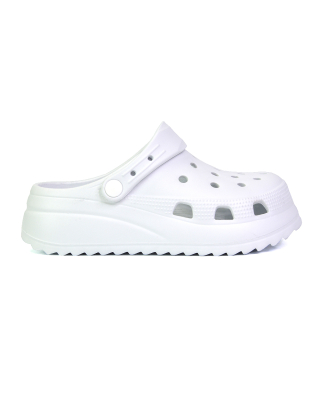 Cloud Rubber Shoes Holiday Flatform Clogs Slippers Summer Sandal in White 