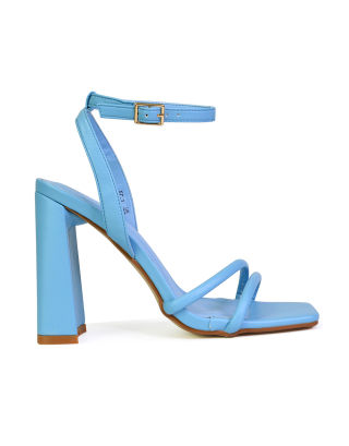 blue strappy heels