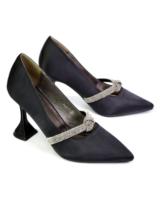 black flared heels