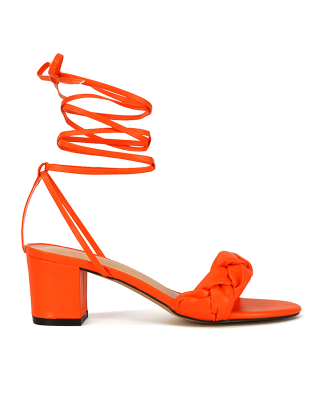 Orange Lace Up Heels, low heels