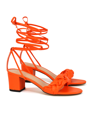 Orange Lace Up Heels, low heels