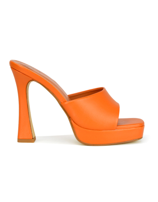 orange square toe heels