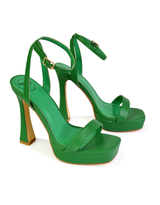 green platform heels
