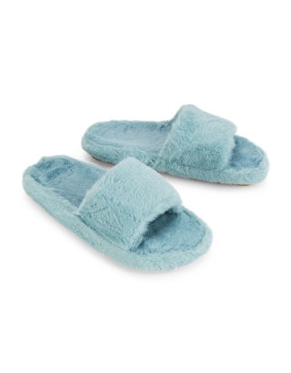 blue peep toe slippers